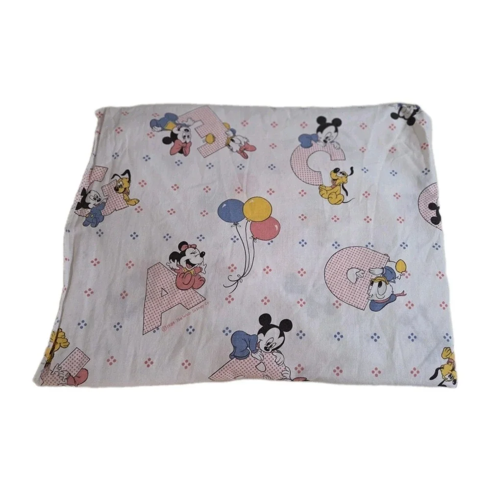 Vintage Dundee Mickey Mouse ABC Fitted Crib Sheet, 1984 Walt Disney Co